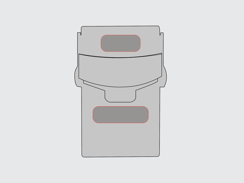 Diagrama del broche del extensible con las áreas donde se marca el logotipo.