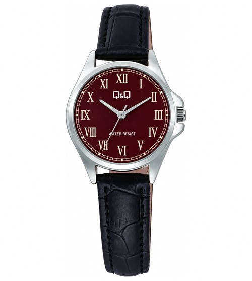 Reloj Q&Q De Pulso L-MPL025 · Burgundy Dial · Roman Numerals